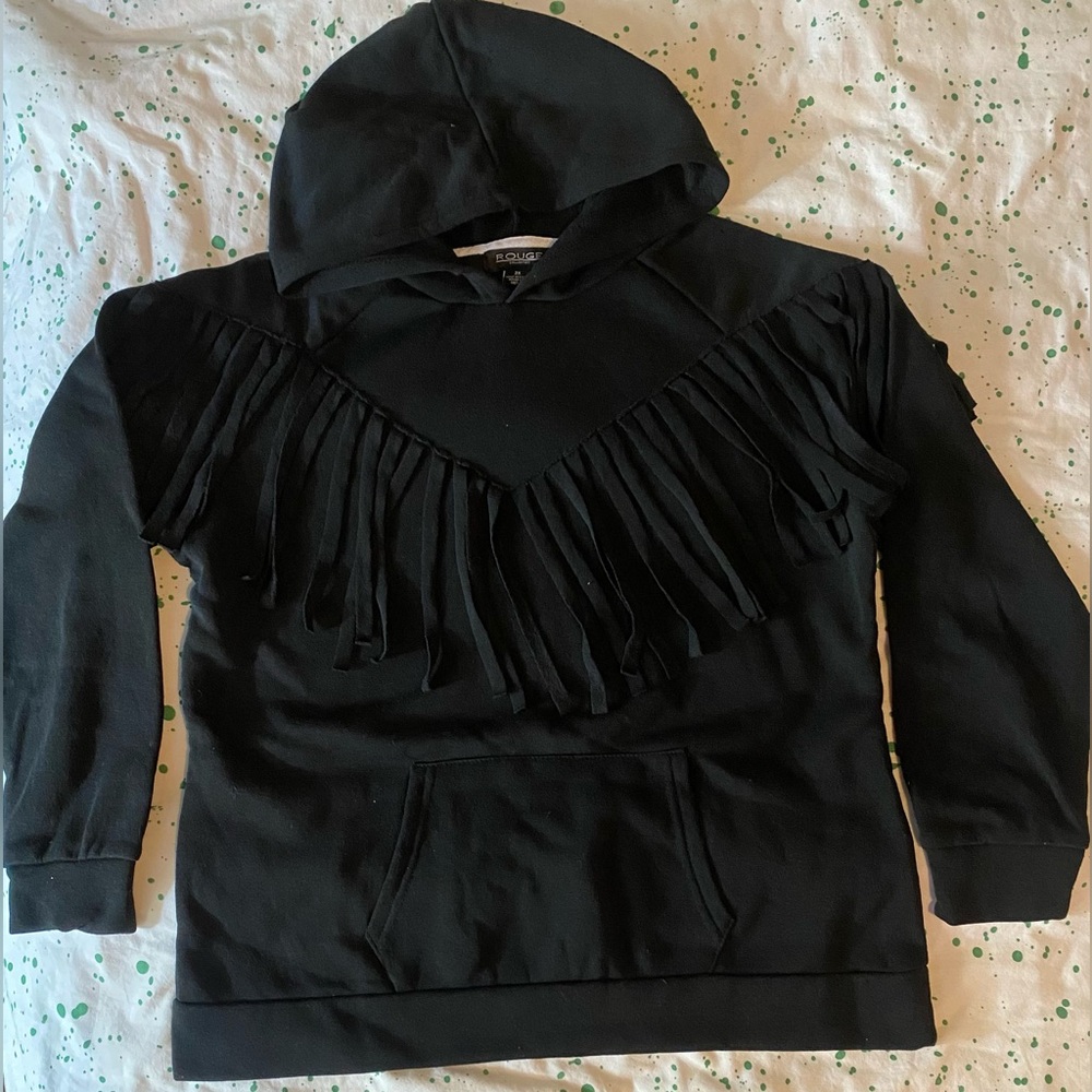 Rouge Collection hoodie with fringe trim